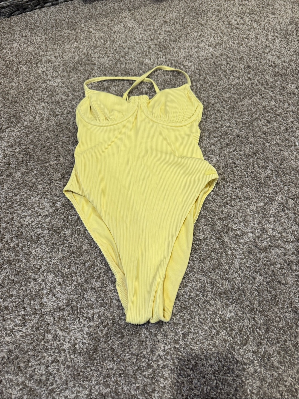 Roxy Yellow Ribbed One-Piece Swim Suit